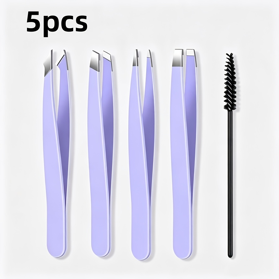 Eyelash Extension Removal - Edelstahl 5-teiliges Set Lila Pinzetten für