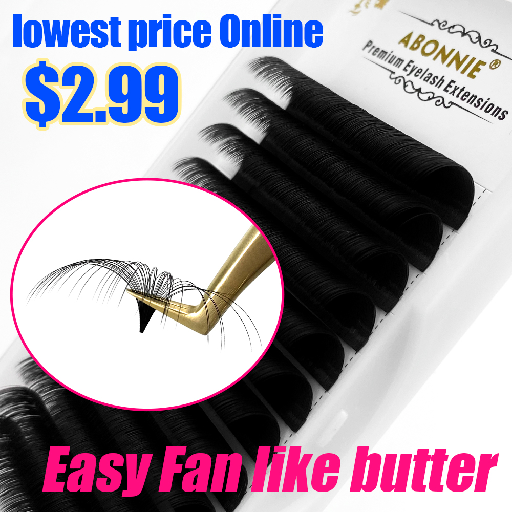Eyelash Extension Anime - Abonnie 0,03–0,10 mm einfache Fächerwimpern, Mega-Volumen-Fächerwimpern,
