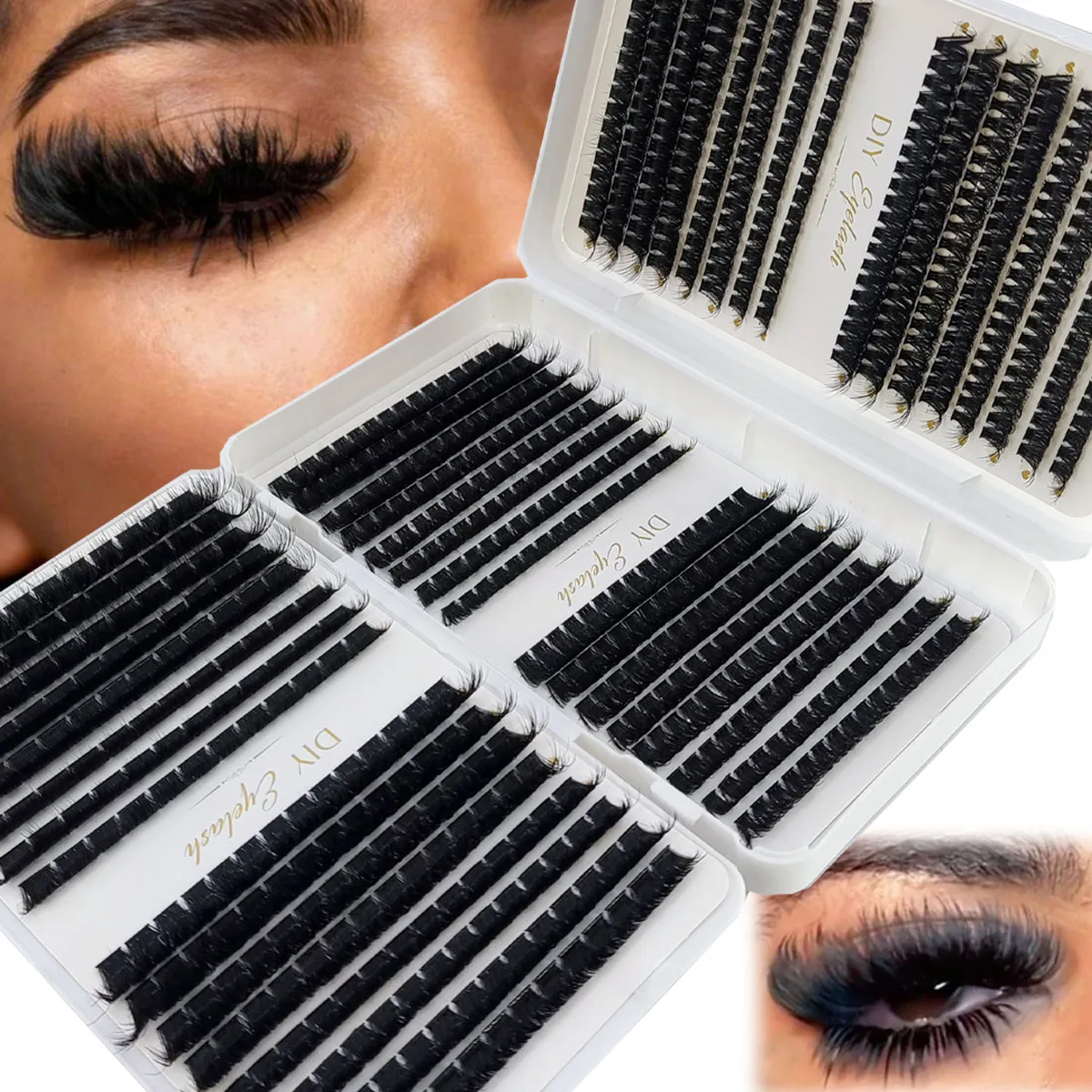 Eyelash Extension Single Lash - HBZGTLAD 200D-60D Volumen-Wimpernbüschel mit Spitzenenden, 5D