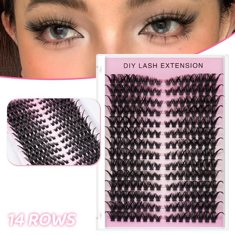 Eyelash Extension Or Extensions - 【M】14 Reihen DIY-Wimpernverlängerungs-Cluster, einzelne Wimpern, Volumen-Cluster,