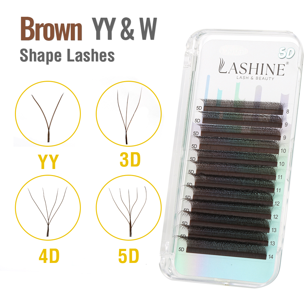 Eyelash Extension Yelix - LASHINE Braune YY/3D/4D/5D W-Form Vorgefertigte Fächerwimpern