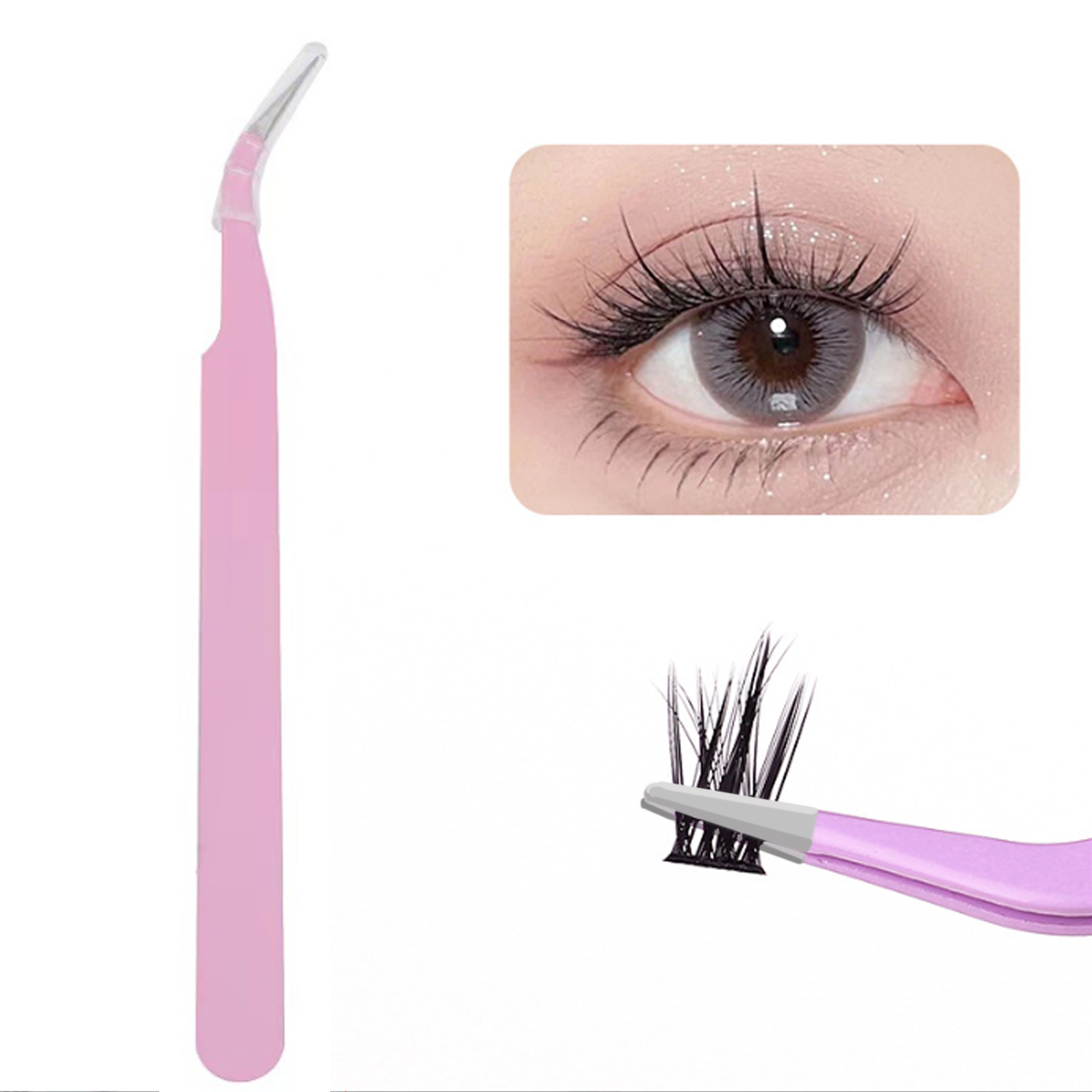 Eyelash Extension Process - Präzisionspinzette für falsche Wimpern mit gebogener