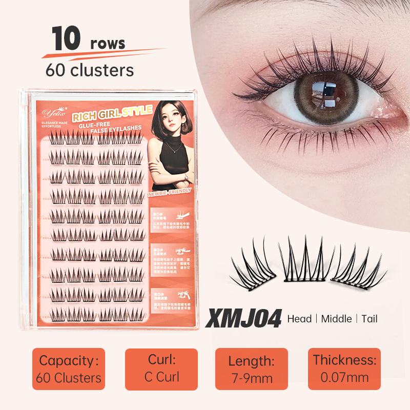 Eyelash Extension Anime - Yelix DIY selbstklebende Cluster-Wimpern, 10 Reihen,