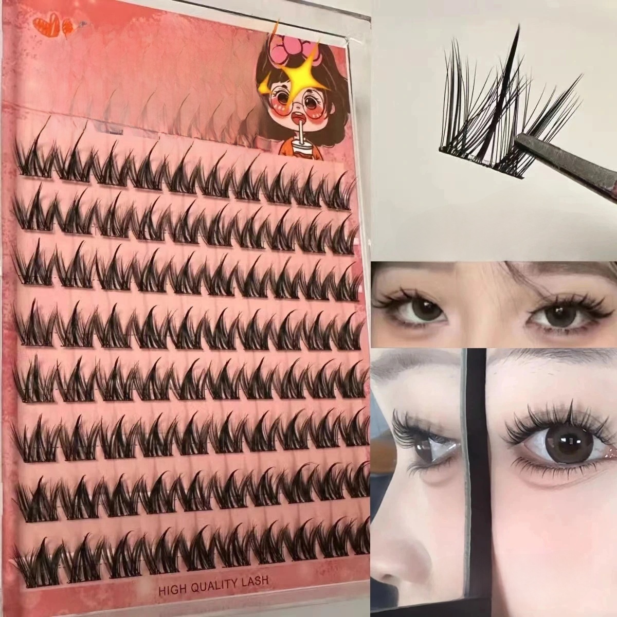 Eyelash Extension No 11 - 100 Stück Natürliche Selbstklebende Wimperncluster Wiederverwendbare