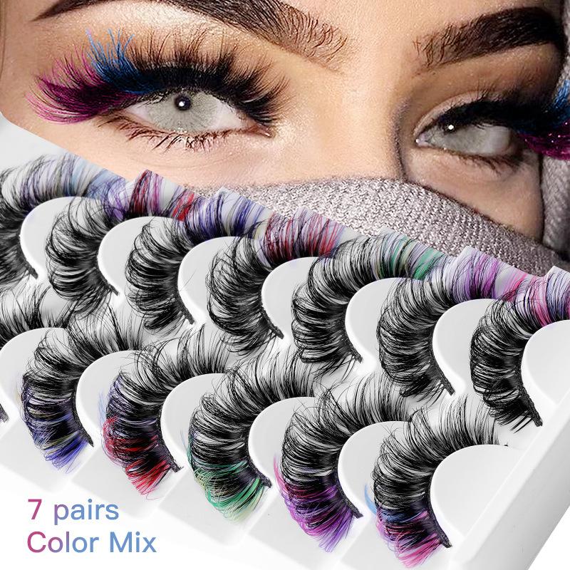 7 Paar bunte künstliche Wimper – Eyelash Extension Volume Lashes Bewertung und Preis